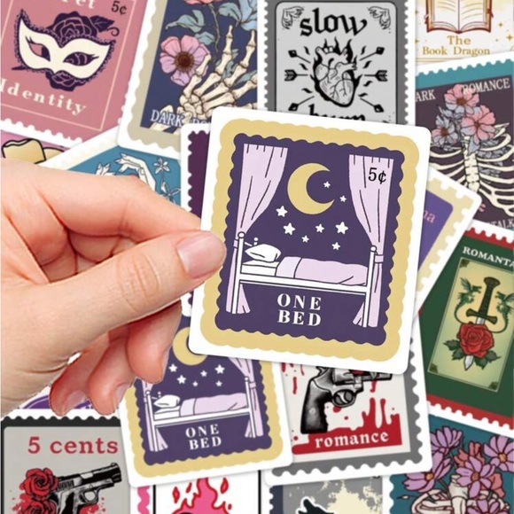 50pc Vintage-Inspired Book Postage Stamp Stickers Set - Picture 8 of 9